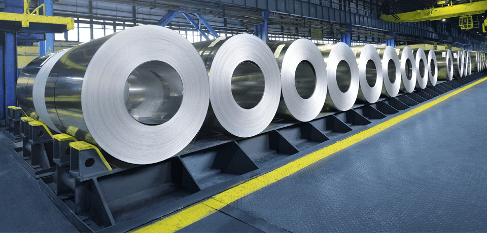 Rolls of Steel Waiting to Be Processed